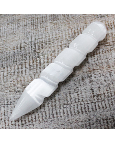 Varinha Espiral de Selenite 16cm (Point one Ends)