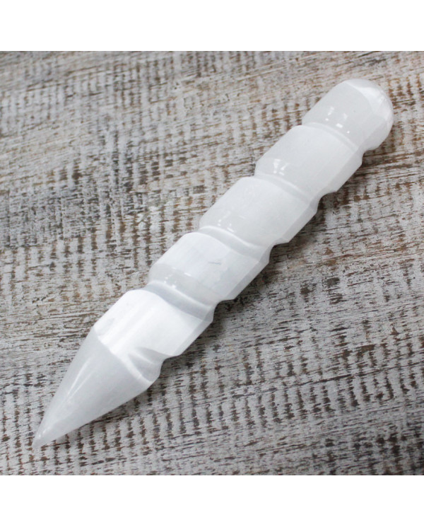 Varinha Espiral de Selenite 16cm (Point one Ends)