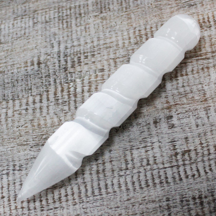 Varinha Espiral de Selenite 16cm (Point one Ends)