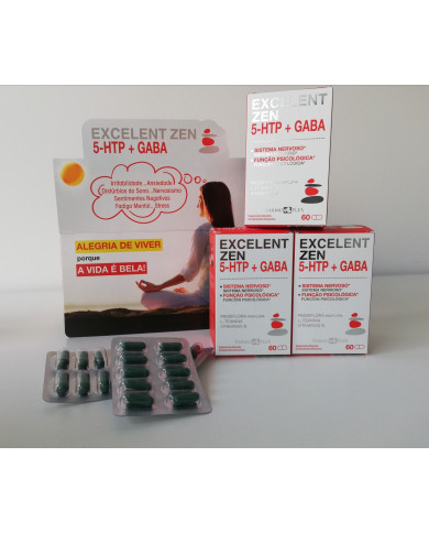 EXCELENT ZEN 5-HTP + GABA 60 CÁPSULAS - LEVE 3 PAGUE 2