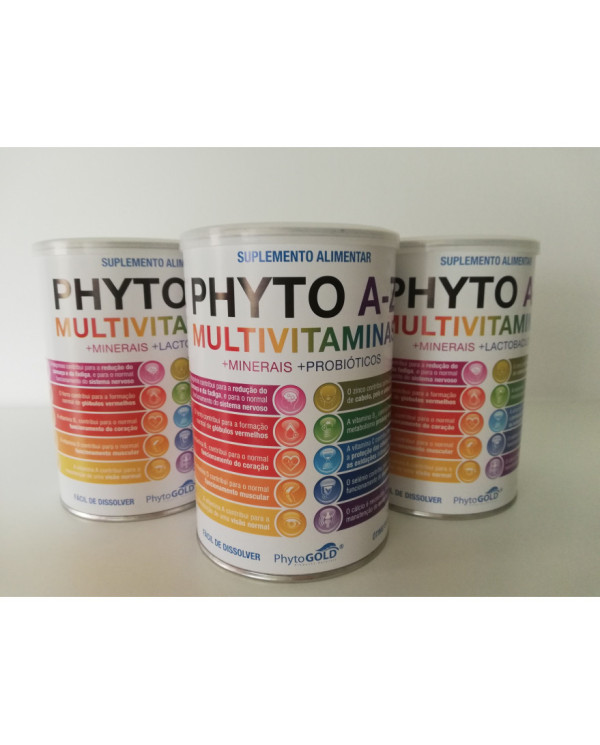 PHYTO A - Z MULTIVITAMINAS + MINERAIS + FOS PÓ 300g - PACK TRIPLO PHARMAVIDA