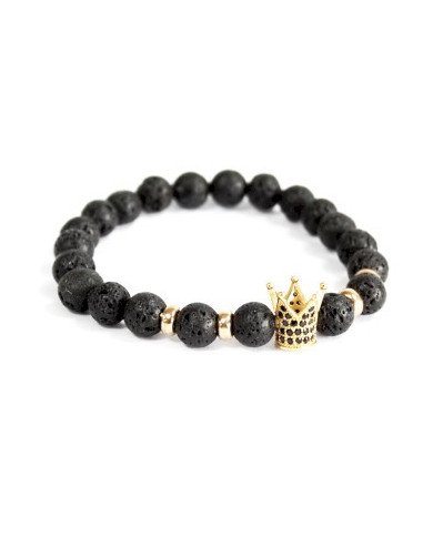 Pulseira Coroa Ouro - Pedra Lava 1un