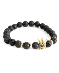 PULSERA CORNA DORADA - PIEDRA LAVA 1 UNIDAD