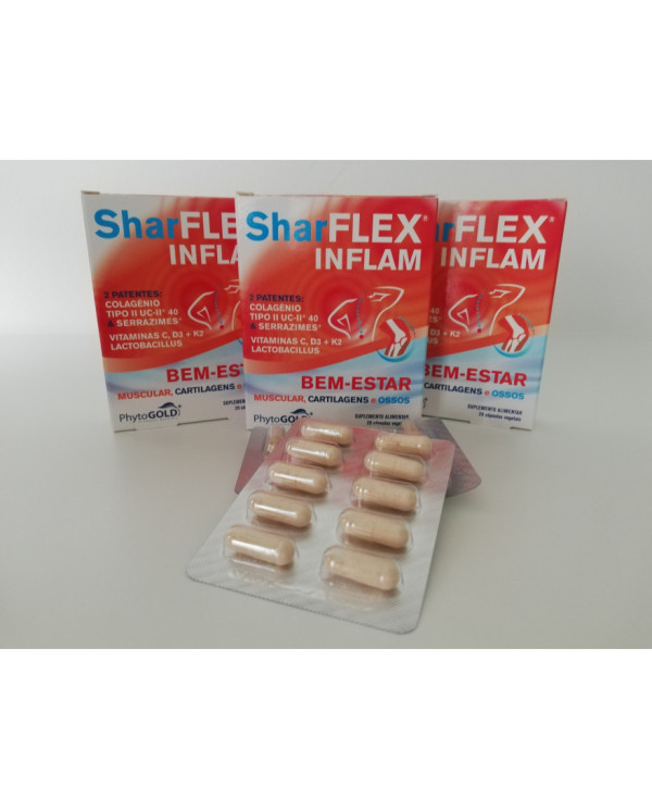 SHARFLEX INFLAM 20 CAPSULAS VEGETAIS - PACK TRIPLO PHARMAVIDA