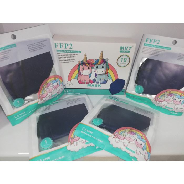 MÁSCARAS FFP2 CRIANÇA AZUL ESCURO CX 10UN