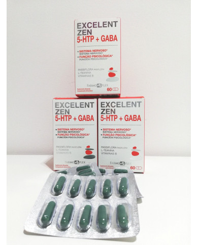 EXCELLENT ZEN 5-HTP + GABA 60 CÁPSULAS - PACK TRIPLE PHARMAVIDA