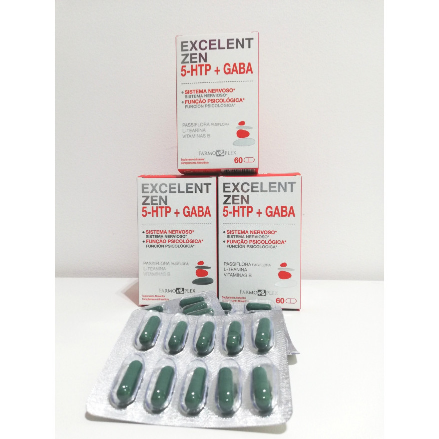 EXCELENT ZEN 5HTP + GABA 60 CÁPSULAS PACK TRIPLO PHARMAVIDA