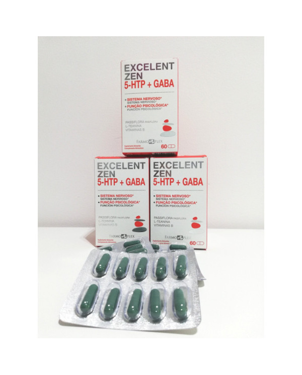 EXCELENT ZEN 5-HTP + GABA 60 CÁPSULAS - LEVE 3 PAGUE 2