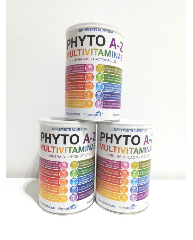 MULTIVITAMINAS + MINERALES + FOS EN POLVO PHYTO A - Z 300g - PACK TRIPLE PHARMAVIDA