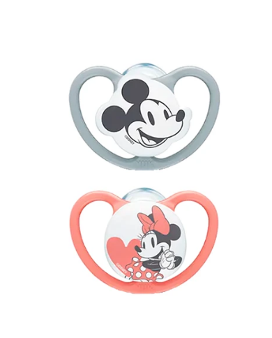 NUK CHUPETA SPACE DISNEY MICKEY CINZA/ROSA   0-6M 2 UNID