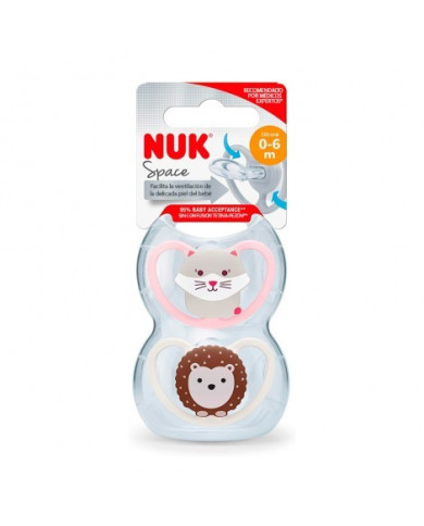NUK CHUPETA SPACE SILICONE GATINHO/LEÃO  0-6M 2 UNI