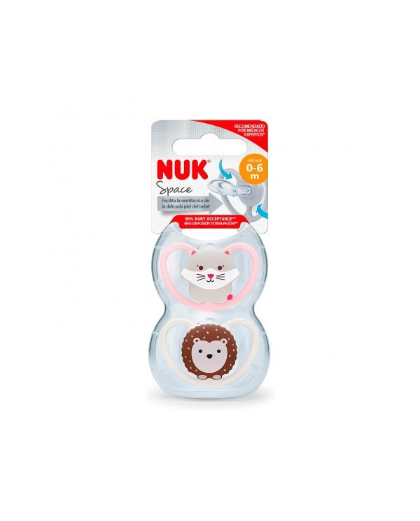 NUK CHUPETA SPACE SILICONE GATINHO/LEÃO  0-6M 2 UNI
