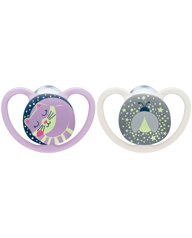 NUK CHUPETA SPACE NIGHT 18-36M ROSA 2 UNI