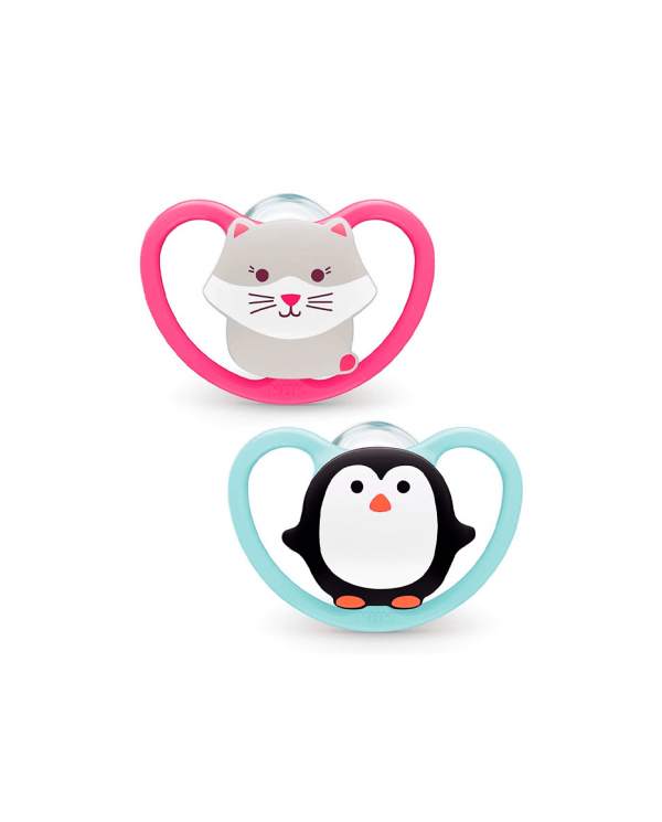 NUK SPACE SILICONE GATINHO/PINGUIM 2 UNI 18-36M