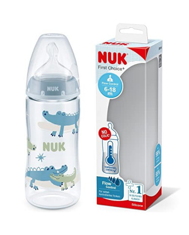 NUK BIBERÓN FIRST CHOICE INDICADOR DE TEMPERATURA AZUL 6-18M 300 ML