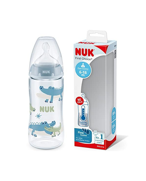 NUK BIBERÓN FIRST CHOICE INDICADOR DE TEMPERATURA AZUL 6-18M 300 ML