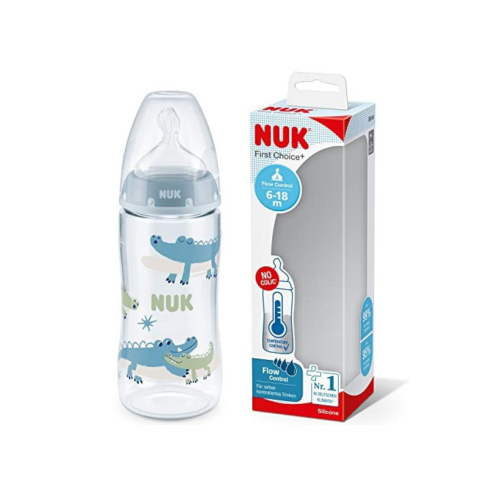 NUK  FIRST CHOICE  BIBERÃO INDICAÇÃO TEMPERATURA  AZUL 6-18M 300 ML