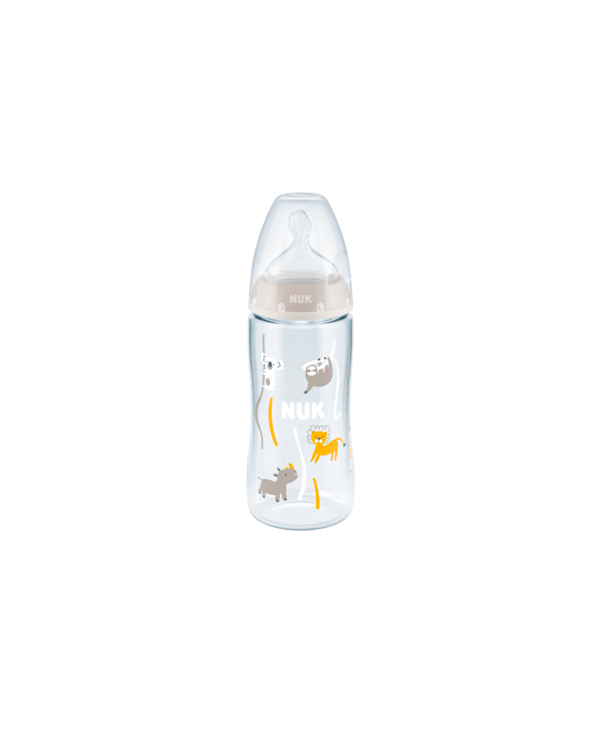 NUK BIBERÓN FIRST CHOICE INDICADOR DE TEMPERATURA GRIS 6-18M 300 ML
