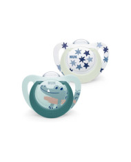 NUK CHUPETAS STAR DAY & NIGHT SILICONE AZUL 18-36 2 UNI