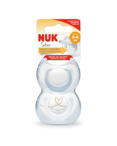 NUK CHUPETES STAR SILICONA AZUL 0-6M 2 UD.