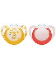 NUK CHUPETES STAR SILICONA AMARILLO/ROSA 18-36M 2 UNIDADES