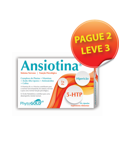 ANSIOTINA SISTEMA NERVOSO 5 HTP 30 - LEVE 3 PAGUE 2- PHYTOGOLD