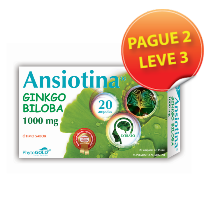 ANSIOTINA GINKGO BILOBA 20 AMPOLLAS - COMPRA 3 PAGA 2 - PHYTOGOLD
