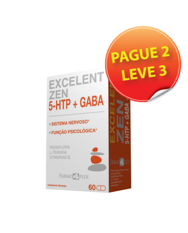 EXCELENT ZEN 5-HTP + GABA 60 CÁPSULAS - LEVE 3 PAGUE 2