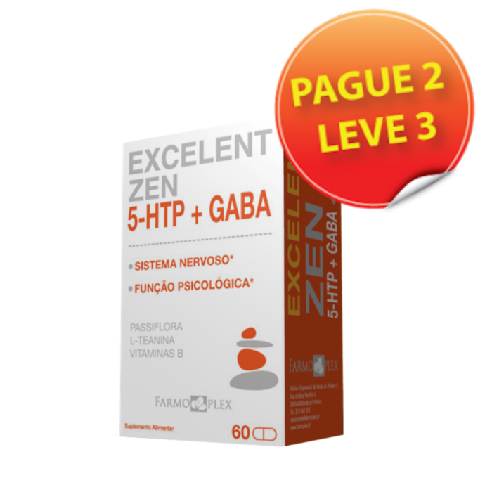 EXCELENT ZEN 5-HTP + GABA 60 CÁPSULAS - LEVE 3 PAGUE 2