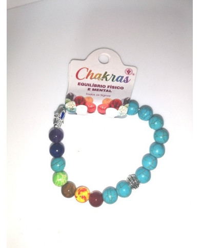 PULSERA CHAKRA HAMSA TURQUESA 8mm 1 UNIDAD