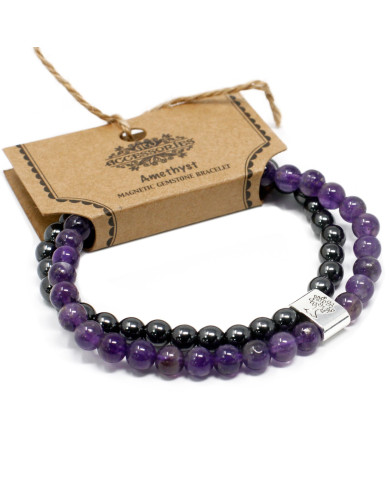 Pulseira Magnética com Pedras Preciosas - Ametista 1un