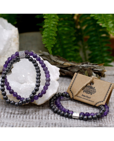 Pulseira Magnética com Pedras Preciosas - Ametista 1un