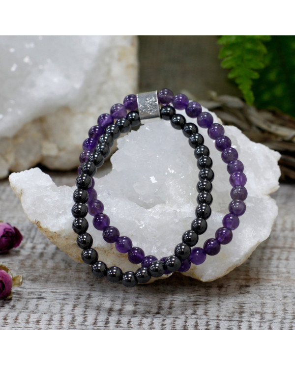 Pulseira Magnética com Pedras Preciosas - Ametista 1un