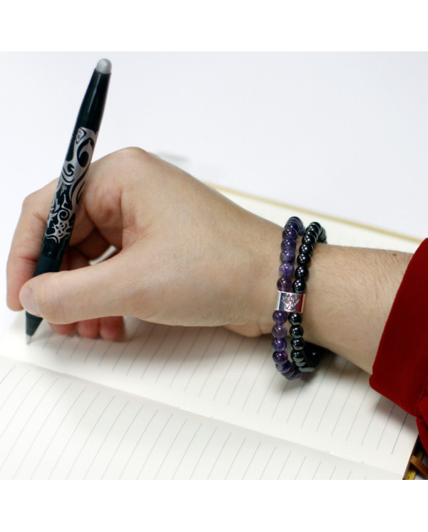 Pulseira Magnética com Pedras Preciosas - Ametista 1un