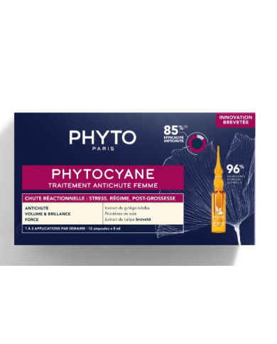 PHYTO PHYTOCYANE ANTIQUEDA REACIONAL MULHER 12 AMPOLAS X 5ML