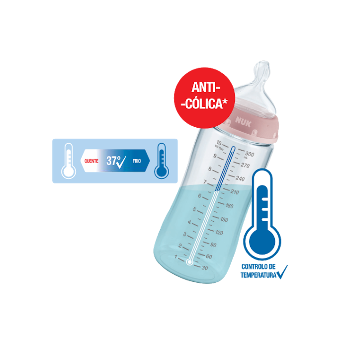 NUK BIBERÃO CHOICE SILICONE INDICAÇÃO TEMPERATURA  0-6M 300 ML