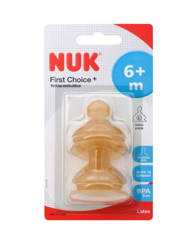 NUK TETINA ANTICÓLICOS PRIMERA ELECCIÓN TALLA L LÁTEX +6M - 2UN.