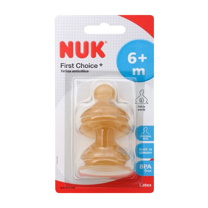 NUK TETINA FIRST CHOICE ANTI-CÓLICAS TAMANHO L LATEX +6M - 2UN.
