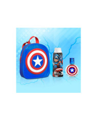 MOCHILA CAPITÃO AMÉRICA + PERFUME 50 ML + GEL DE BANHO 100 ml