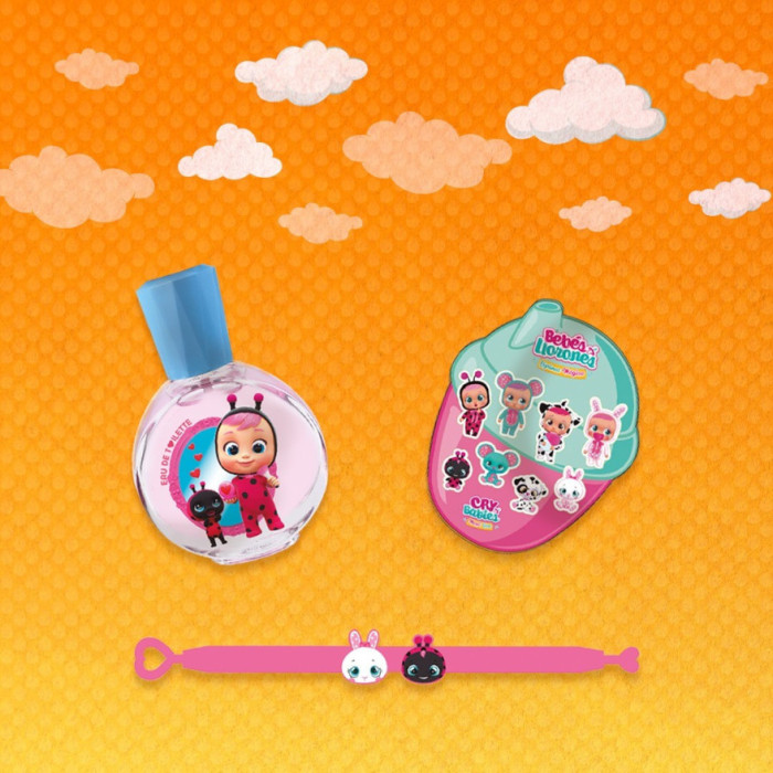 SET BEBÉS LLORONES: PERFUME 30 ML + PULSERA + PEGATINAS