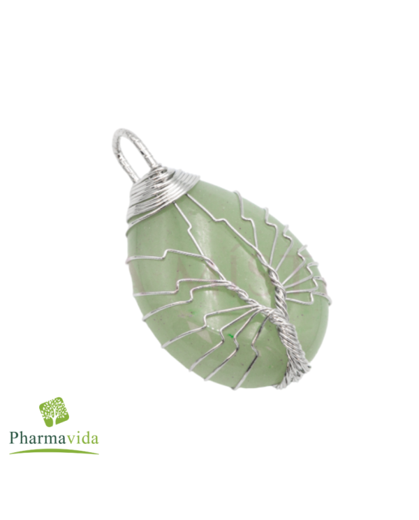 COLAR COM PENDENTE ÁRVORE DA VIDA - QUARTZO VERDE