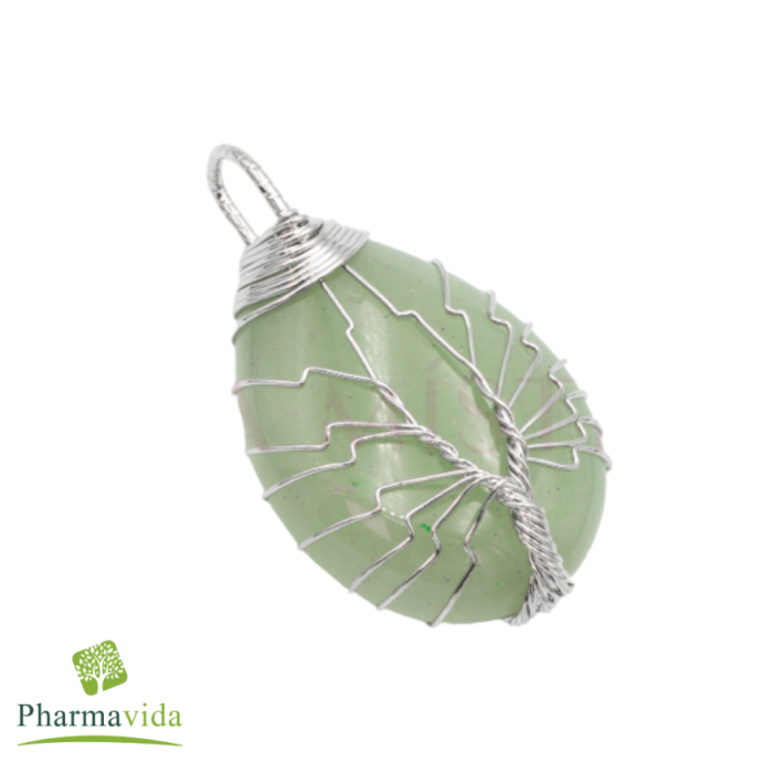 COLAR COM PENDENTE ÁRVORE DA VIDA - QUARTZO VERDE