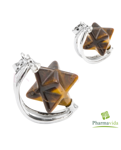 COLAR COM PENDENTE  MERKABAH - OLHO DE TIGRE