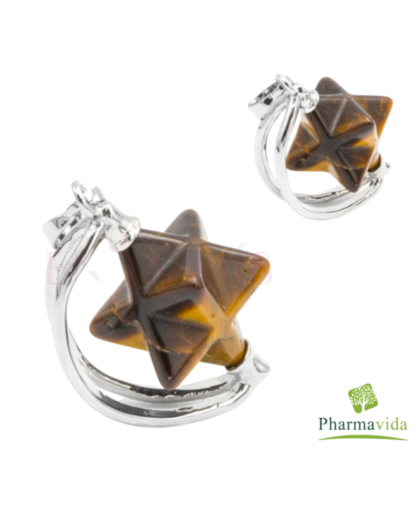 COLAR COM PENDENTE  MERKABAH - OLHO DE TIGRE