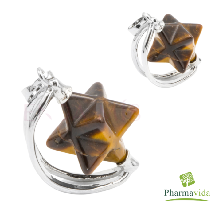 COLAR COM PENDENTE  MERKABAH - OLHO DE TIGRE