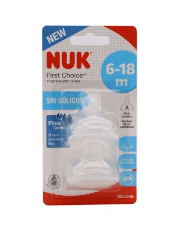 NUK TETINA ANTICÓLICOS PRIMERA ELECCIÓN TAMAÑO Y CONTROL DE FLUJO 6-18M - 2UN.