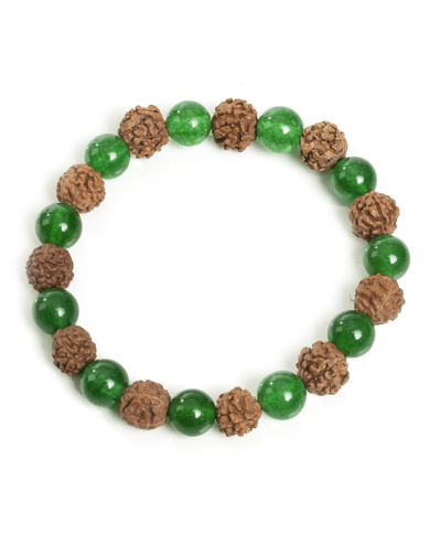Pulseira Rudraksha +Ágata verde 1unid
