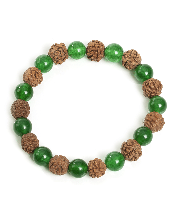 Pulseira Rudraksha +Ágata verde 1unid