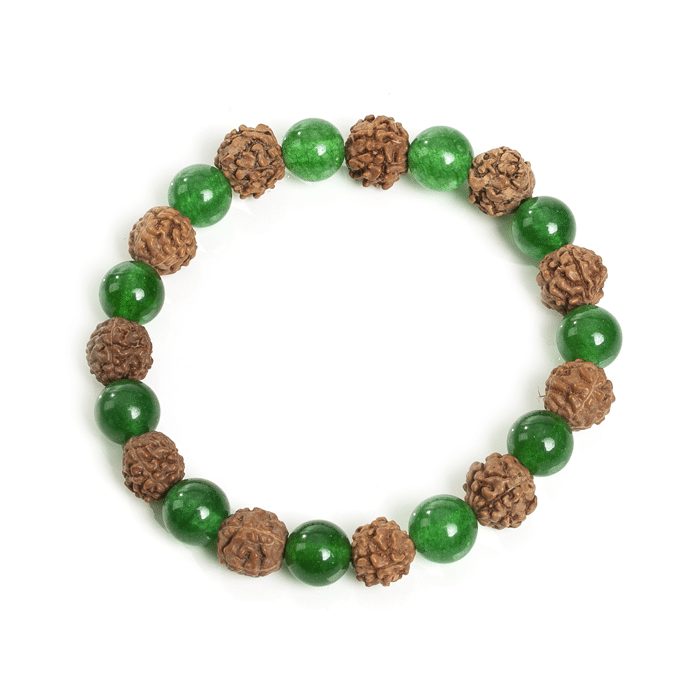 PULSERA RUDRAKSHA + ÁGATA VERDE 1 UNIDAD