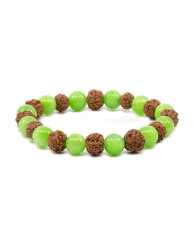 Pulseira Rudraksha +Ágata verde 1unid